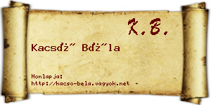 Kacsó Béla névjegykártya