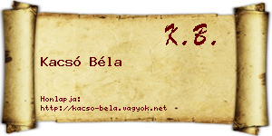 Kacsó Béla névjegykártya