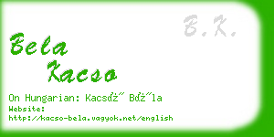 bela kacso business card